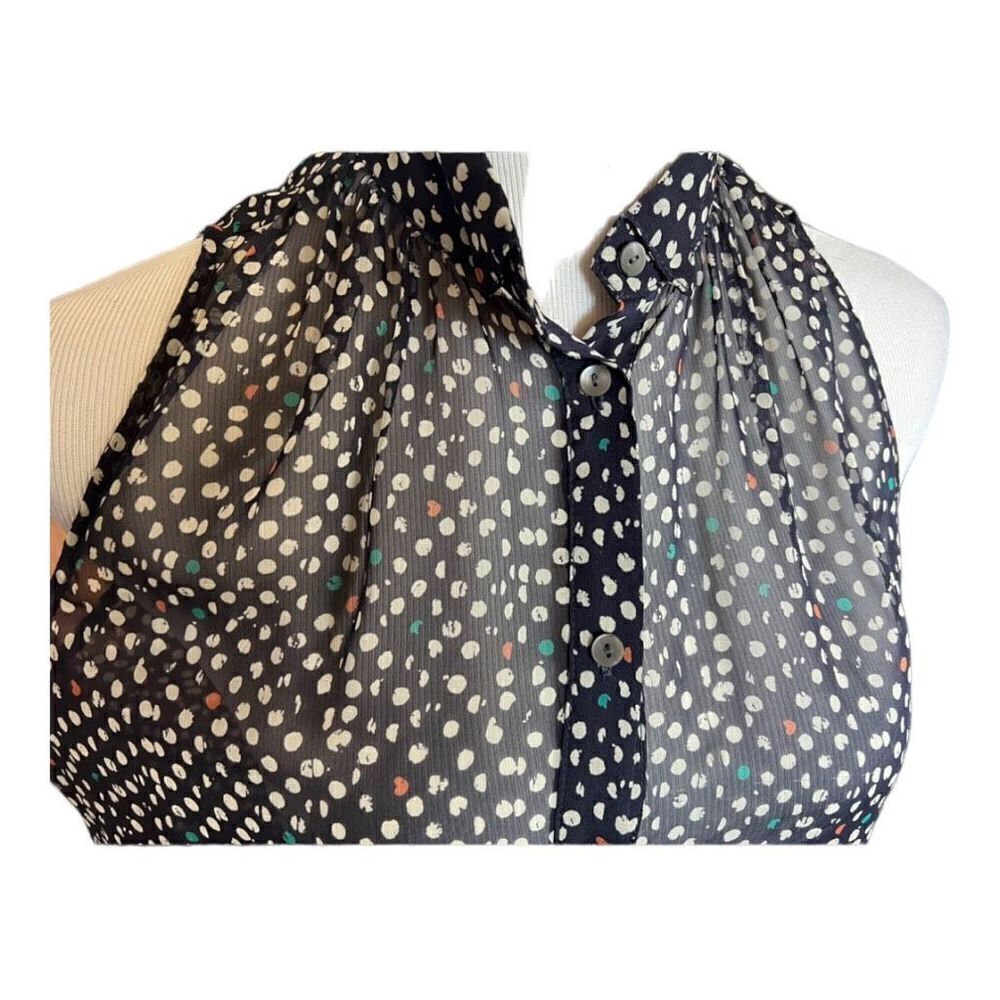 Womens Anthropologie Zoa Polka Dot Sleeveless Semi-Sheer Top - Sz S - Picture 2 of 2